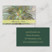 Floral Fantasy Modern Fractal Art Flower met Gold Visitekaartje (Voorkant / Achterkant)