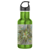 Floral Fantasy Modern Fractal Art Flower met Gold