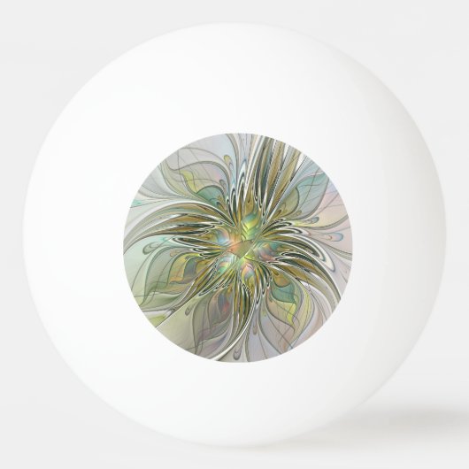 Floral Fantasy Modern Fractal Art Flower With Gold Pingpongbal (Voorkant)