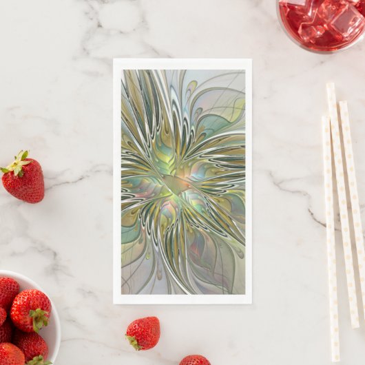 Floral Fantasy Modern Fractal Art Flower With Gold Servet (Insitu)