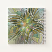 Floral Fantasy Modern Fractal Flower W. Gold Name Notitieboek (Achterkant)