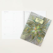 Floral Fantasy Modern Fractal Flower W. Gold Name Planner (Display)