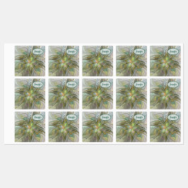Floral Fantasy Moderne Fractal Bloem W. Gouden Tek Labels