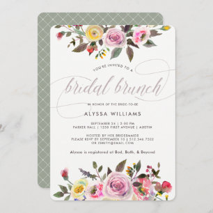 Floral Fantasy Moderne Waterverf Bridal Brunch Kaart