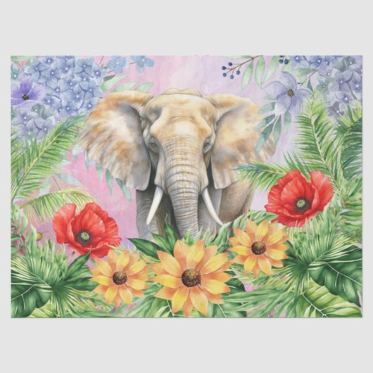 Floral Fantasy Oerwoud Olifant Decoupage Tissuepapier (Voorkant)