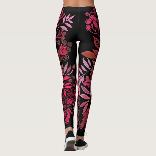 Floral Fantasy Ruby Red Leggings (Achterkant)