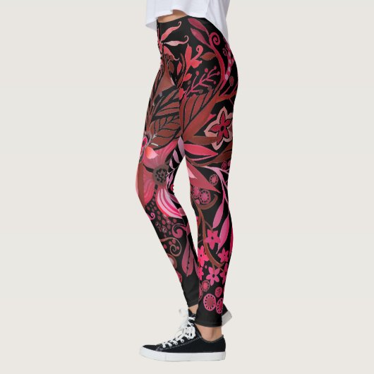 Floral Fantasy Ruby Red Leggings (Links)