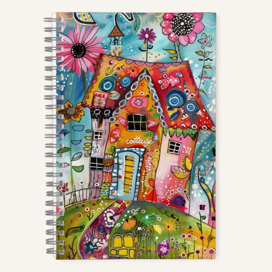 *~* Floral Fantasy Whimsical AN1 Happy Colorful Notitieboek (Voorkant)