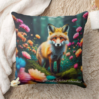 "Floral Fantasy with Fox" Kussen