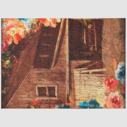 Floral Farmhouse  Red Barn ontkoppeling Tissuepapier (Voorkant)