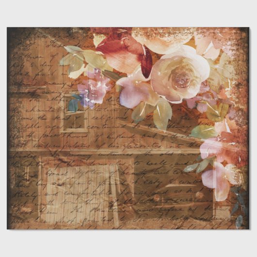 Floral Farmhouse Rustic Barn Cadeaupapier (Vlak)