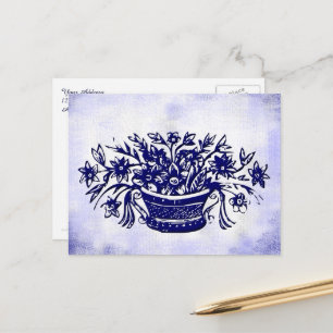 Floral Faux Canvas Briefkaart