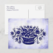 Floral Faux Canvas Briefkaart (Voorkant / Achterkant)