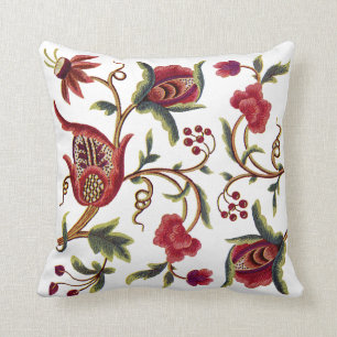 Floral Faux Jacobean Embroized Pillow Kussen