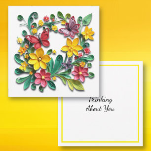 Floral Faux Paper Quilling   Denken aan jou Kaart
