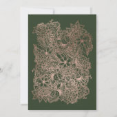 Floral faux roos gold lijst hunter groene bruiloft kaart (Achterkant)