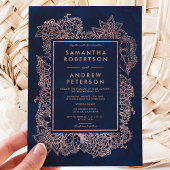 Floral faux roos goudmarinevertrouwde waterverf kaart