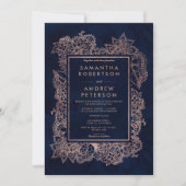 Floral faux roos goudmarinevertrouwde waterverf kaart (Voorkant)