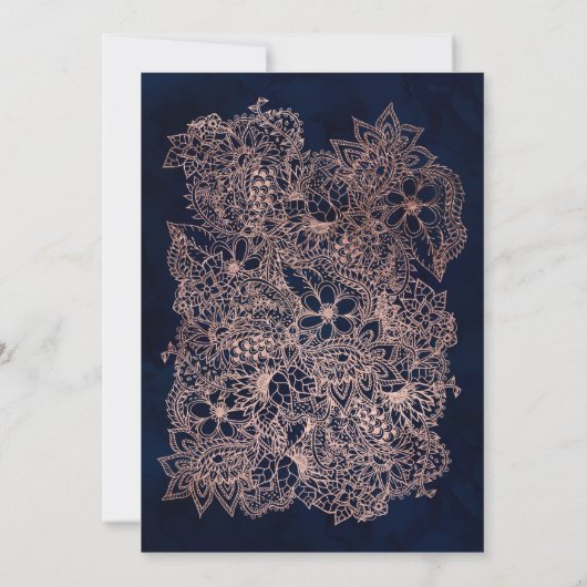 Floral faux roos goudmarinevertrouwde waterverf kaart (Achterkant)