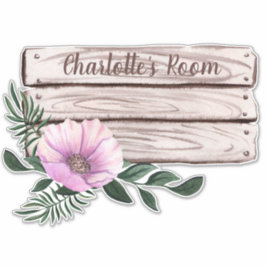Floral Faux Wood Heart Child's Room aanpassen Sticker
