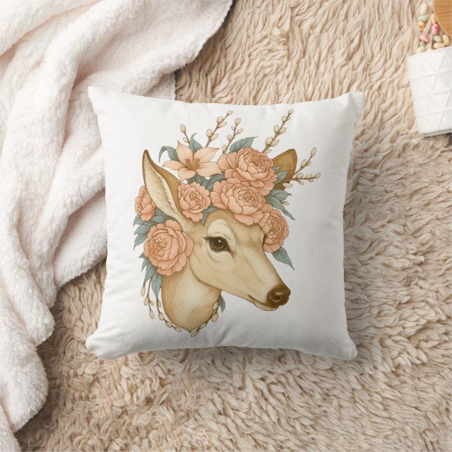 Floral Fawn – De zachte geest van Natuur Kussen (Deken)