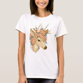 Floral Fawn – De zachte geest van Natuur T-shirt