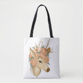 Floral Fawn – De zachte geest van Natuur Tote Bag (Voorkant)