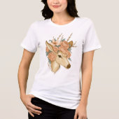 Floral Fawn – De zachte geest van Natuur Tri-Blend Shirt (Voorkant)
