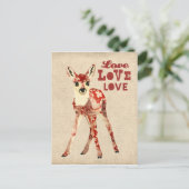 Floral Fawn Love Briefkaart (Staand voorkant)
