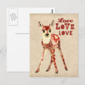 Floral Fawn Love Briefkaart (Voorkant / Achterkant)