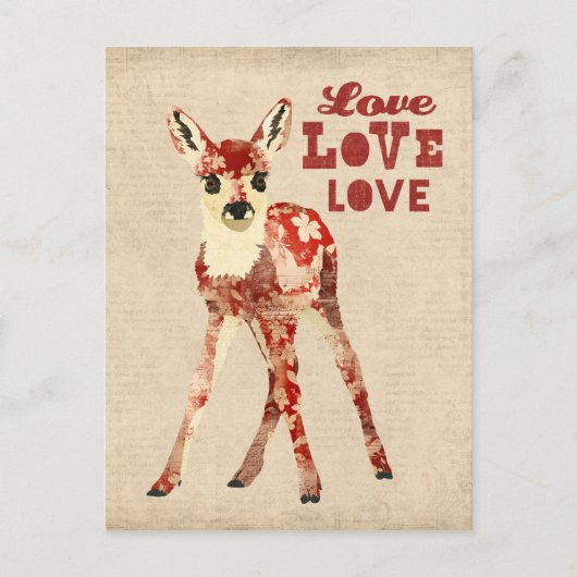 Floral Fawn Love Briefkaart (Voorkant)