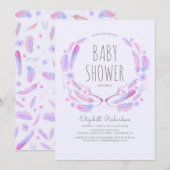 Floral Feather Antlers Woodland Boho Baby shower Kaart (Voorkant / Achterkant)