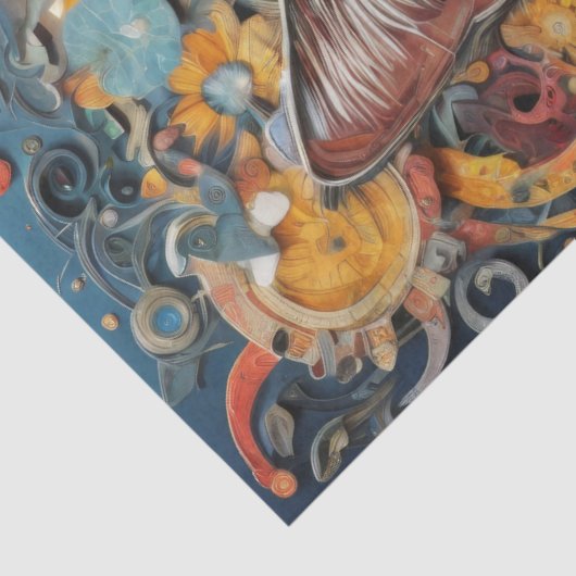 Floral Feline Decoupage Tissuepapier (Detail)