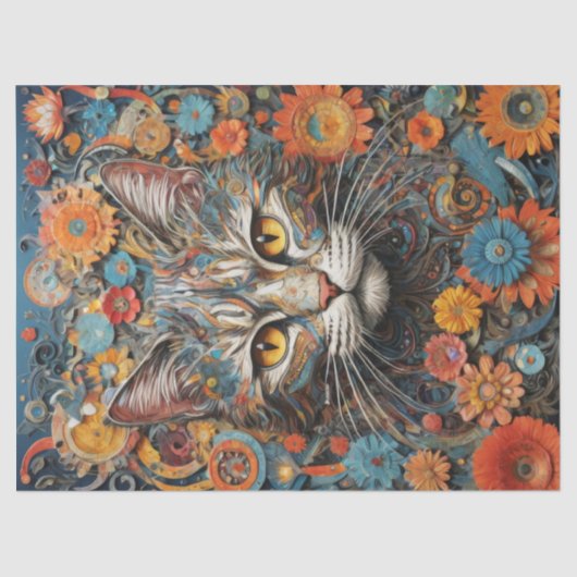 Floral Feline Decoupage Tissuepapier (Voorkant)