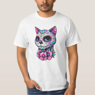 Floral Feline Dia de los Muertos T-shirt