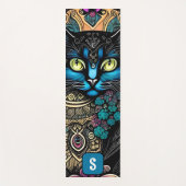 Floral Feline: Een levendige Yoga Mat geïnspireerd (Voorkant)