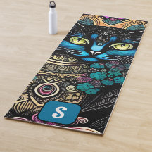 Floral Feline: Een levendige Yoga Mat geïnspireerd