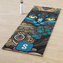 Floral Feline: Een levendige Yoga Mat geïnspireerd