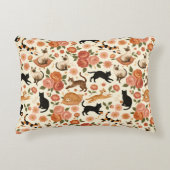 Floral Felines: Cozy Cats & Blooms Pattern Accent Kussen (Voorkant)