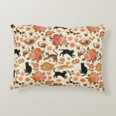 Floral Felines: Cozy Cats & Blooms Pattern Accent Kussen (Achterkant)