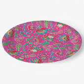 Floral felroze folk Mexicaanse boho bruiloft Papieren Bordje (Gekanteld)