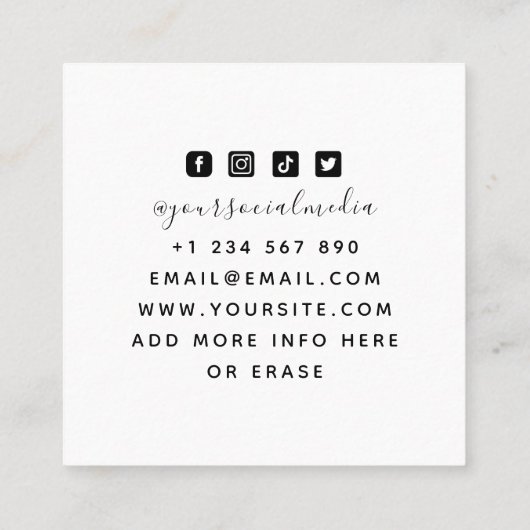 Floral Feminine Skull Girly Tattoo Artist Modern Vierkante Visitekaartje (Achterkant)