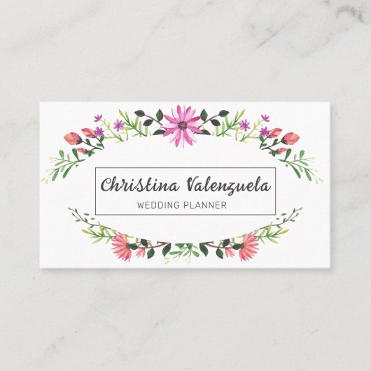  Floral Feminine Wedding Planner Visitekaartje (Voorkant)