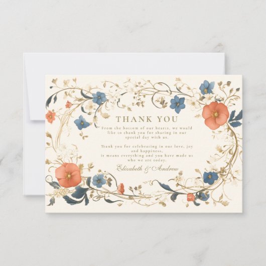  Floral Fern Wedding Bedankkaart (Voorkant)