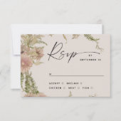 Floral & Fern Wedding Insert. warm botanisch ivoor RSVP Kaartje (Voorkant)