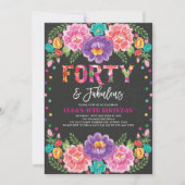 Floral Fiesta 40th Birthday & Fabulous Woman Kaart (Voorkant)