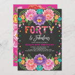 Floral Fiesta 40th Birthday & Fabulous Woman Kaart<br><div class="desc">Fiesta 40th Birthday Invitation met levendige Mexicaanse griepbeelden en kleurrijke confetti</div>