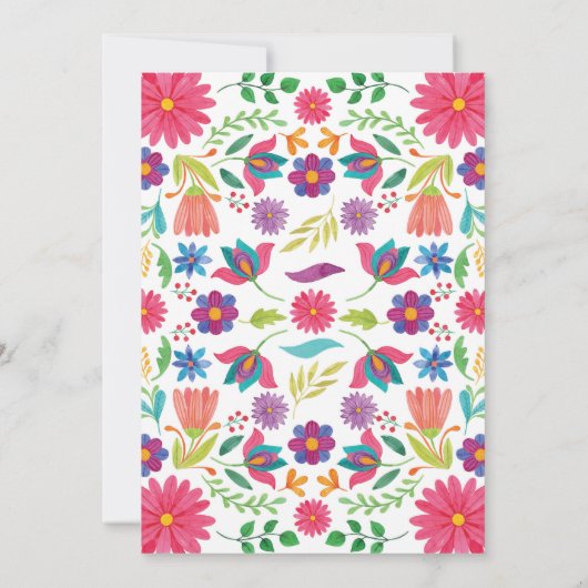 Floral Fiesta 4th Birthday Invitation Kaart (Achterkant)