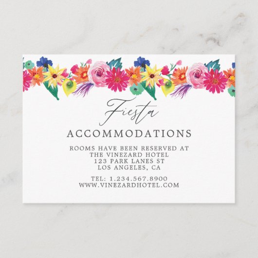 Floral Fiesta Accommodations Informatiekaartje (Voorkant)