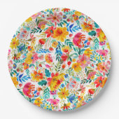 Floral Fiesta Baby shower Papieren Bordje (Voorkant)